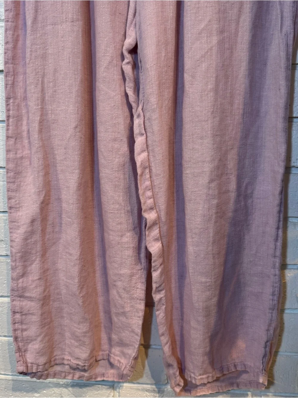 Vintage 90s Flax 100% Linen Lavender Shirt and Pants Set Womens L